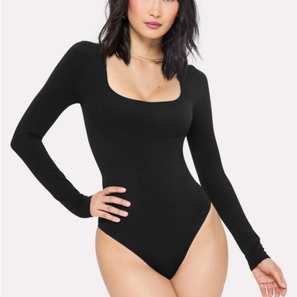 Yitty Nearly Naked Shapewear Square Neck Long Sleeve Bodysuit | Iconic Black